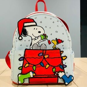 Loungefly Snoopy Holiday Backpack - Red and White Glow in the dark.